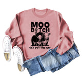 Moo Get Out The Letter Cattle Print Autumn and Winter Fashion Long Sleeve Sweater