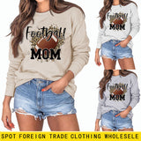 FOOTBALL MOM LETTERS Leopard Underlay Langarm Oversized Pullover Mädchen