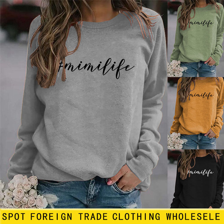 T-shirt col rond manches longues MIMILIFE mode imprimé sweat grande taille