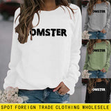 MOMSTER imprimé ample col rond hauts manches longues col rond sweat-shirt