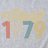 Rundhals 1979 Damen T-Shirt Vintage Buchstabendruck Kurzarm