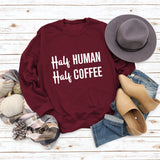 Half Human Half Coffee Round Neck Loose Long-sleeved Large Size Sweater