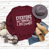 EVERYONE Was Thinkingwish Herbst und Winter Casual Tops Große Größe Langarm Pullover
