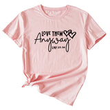 Lässiges Kurzarm-T-Shirt mit Rundhalsausschnitt und Buchstaben-Aufdruck für Damen von Love Them