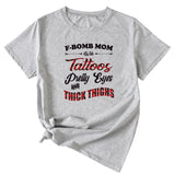 Großes Damen-T-Shirt mit F-Bomb-Mom-Motiv und Tattos