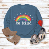 Be Kind – pull ample à manches longues et col rond avec lettres arc-en-ciel, automne et hiver