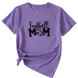 Football Mom Rundhals Damen T-Shirt Lockerer Buchstabe Kurzarm