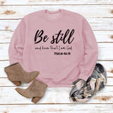 Be Still and Know – pull à manches longues et col rond pour fille, ample, avec lettres imprimées, grande taille, à la mode