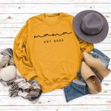 Mama EST 2022 Letter Casual Round Neck Simple Bottomed Sweater Loose with Fashionable Women's Top