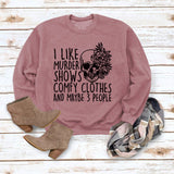 J'aime les spectacles de meurtre col rond hauts sweat-shirt ample imprimé