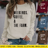 WEEK-END CAFÉ Col Rond Pull Ample à Manches Longues Femme
