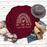 VOIR LA LETTRE ABLE NOT IMPRIMÉ LÉOPARD LOVE CREWNECK SWEAT-SHIRT À MANCHES LONGUES FEMME