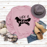 Life Is Golden Rundhalsausschnitt Buchstaben Locker Langarm Großer Pullover