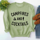 Herbst und Winter neuer Pullover für Damen mit Buchstaben-Print für Lagerfeuer und Cocktails