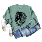 Plant Flower Round Neck Autumn and Winter Loose Print Long Sleeve Sweater Girl