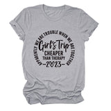 T-shirt ample à manches courtes et col rond pour filles, ratio de voyage, lettre