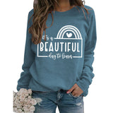 T-Shirt mit Rundhalsausschnitt und Buchstaben „It's A BEAUTIFUL“ Aufdruck
