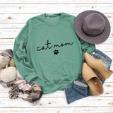 Cat Mom Dog Print Round Neck Loose Letters Fashion Women's Long-sleeved Sweatshirt