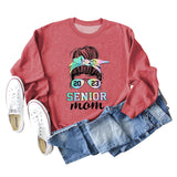 2023 SENIOR MOM Bowknot Letter Loose bottomed Long Sleeve Oversize Sweater