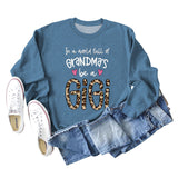In A World Full Fashion Letter Love Leopard Print Round Neck Long Sleeve Sweater Women