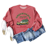 GRISWOLD'S TREE FARM Letter Christmas Loose Sweater Long Sleeve Woman