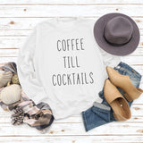CAFÉ TILL COCKTAILS LETTRE COL ROND Lâche FEMME MANCHES LONGUES SWEAT-SHIRT OVERSIZE