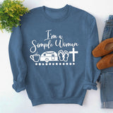 Round Neck Tops Long Sleeve Im A Simple Print Loose Sweatshirt