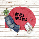 Rundhals-Oberteile mit Buchstaben, langärmelig, GO ASK-Aufdruck, lockeres Sweatshirt