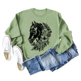 Plant Flower Round Neck Autumn and Winter Loose Print Long Sleeve Sweater Girl