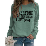 EVERYONE Was Thinkingwish Herbst und Winter Casual Tops Große Größe Langarm Pullover