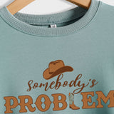 Somebody's Problem Hat Letter Langarm-Sweatshirt für Damen
