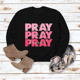 Rundhals-Oberteile Langarm-Sweatshirt mit PRAY Onit PRAY Oues It-Aufdruck