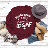 Von unten Buchstaben Rundhals Damen Tops Langärmeliges Bedrucktes Loses Sweatshirt