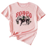 Freizeithemd mit Rodeo-Fun-Muster und Rundhalsausschnitt, kurzärmelig