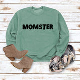 MOMSTER imprimé ample col rond hauts manches longues col rond sweat-shirt