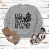J'aime les spectacles de meurtre col rond hauts sweat-shirt ample imprimé