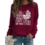 J'aime les spectacles de meurtre col rond hauts sweat-shirt ample imprimé