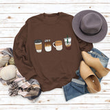 Printed Coffee Cup In Autumn and Winter Base Long Sleeve Loose Sweater