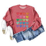 Pull ample à col rond imprimé Love pour femmes, grandes manches longues