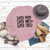 SUPER MOM SUPER WIFE LETTERS HEART BASE LONGSLEEVE DRESS WOMEN