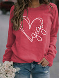 Herbst und Winter Damen Top Buchstabe Gigi Herz Print Langarm Sweatshirt