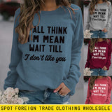 Rundhals-Oberteile, langärmliges, lockeres Sweatshirt mit Y'ALL THINK-Print
