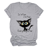 It's Fine I'm Fine T-shirt à manches courtes et col rond avec grandes lettres imprimées