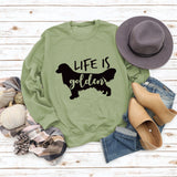 Life Is Golden Rundhalsausschnitt Buchstaben Locker Langarm Großer Pullover