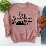 Round Neck Tops Long Sleeve Im A Simple Print Loose Sweatshirt
