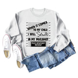 WHEN IT COMES TO MY Letter Fashion Loose Long-sleeved Sweater Girl
