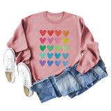 Pull ample à col rond imprimé Love pour femmes, grandes manches longues