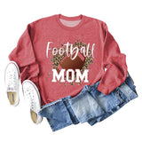 FOOTBALL MOM LETTERS Leopard Underlay Langarm Oversized Pullover Mädchen