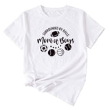 Surrounded By Balls Mom T-Shirt mit Basketball-Muster, Rundhalsausschnitt, kurzärmelig