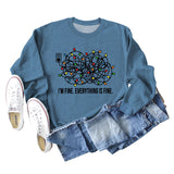 I'M FINE EVERYTHING Letters Round Neck Light Band Long-sleeved Sweater Women